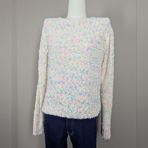 Vintage Pastel Popcorn Knit Sweater Long Sleeve Pullover Size Medium